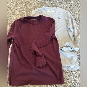 Boys Maroon and Gray Long Sleeve Shirts